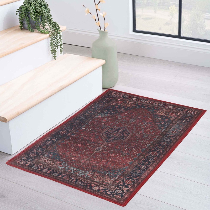 Superior Cardinal Vintage Machine Washable Indoor Area Rug or Runner