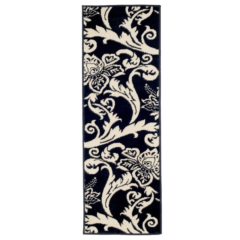 Windsor Home Flowers Area Rug – Black & Ivory – 1’8″X5′