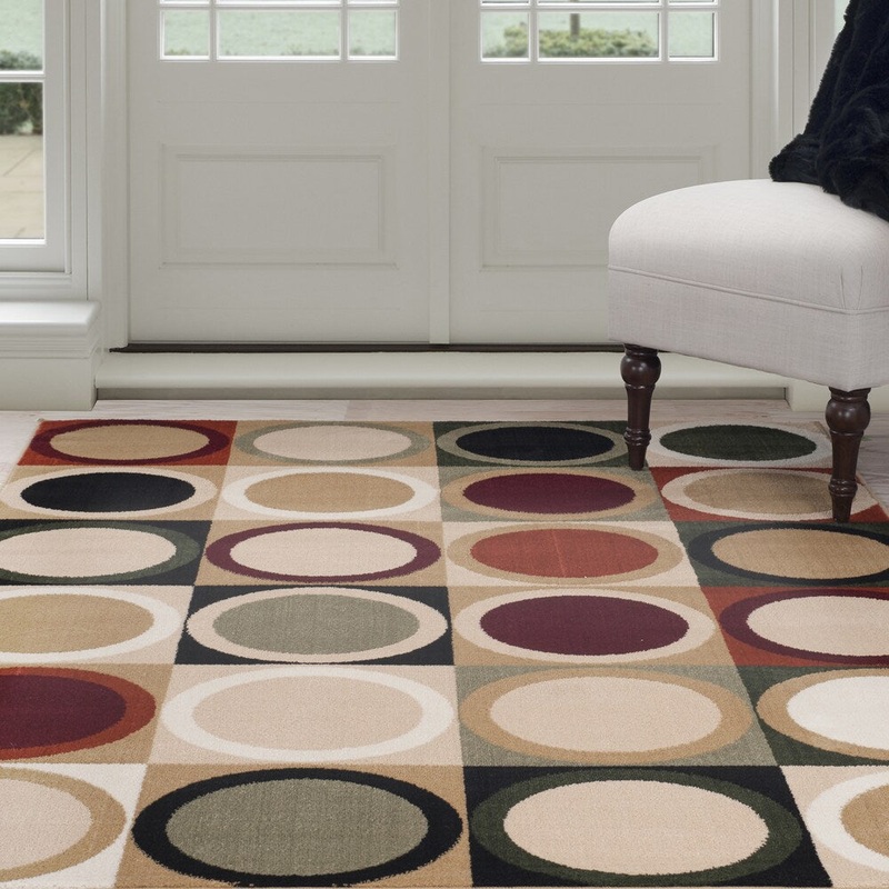 Windsor Home Contemporary Circles Area Rug – Multi-Color – Brown – 4′ x 6′