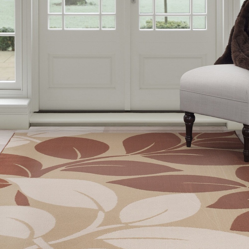 Windsor Home Large Leaves Area Rug – Brown & Beige 3’3″ x 5′