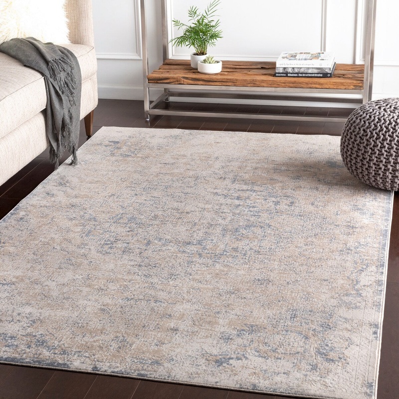 Valeri Taupe Distressed Traditional Area Rug – 6’7″ x 9’6″