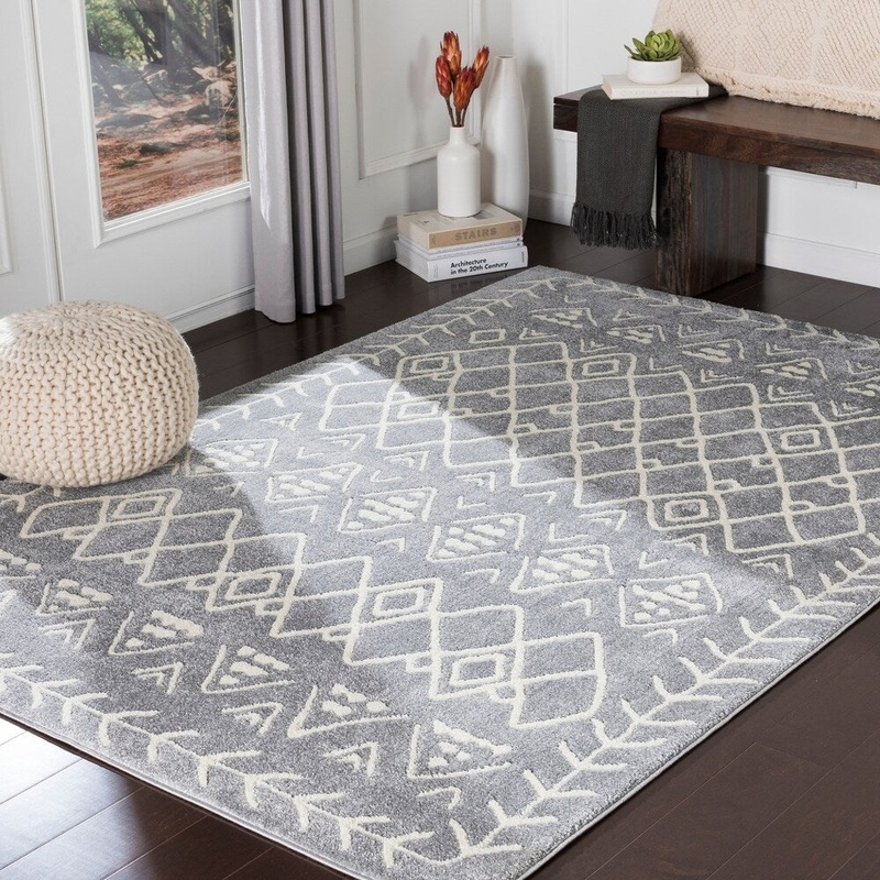 Xia Grey Bohemian Nomad Area Rug – 7’10” x 10’3″