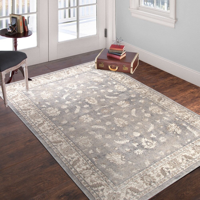 Windsor Home Vintage Mixed Floral – Grey Dark Grey – 3’3 x 5′ – Dark Grey – 3’3″ x 5′