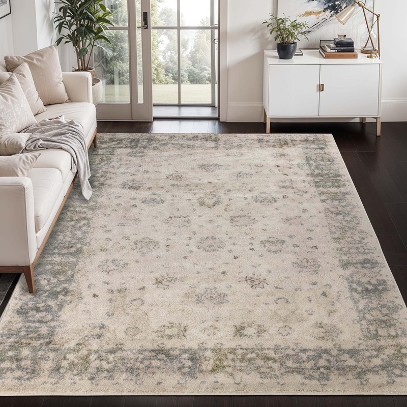Superior Vintage Oriental Floral Polypropylene Indoor Area Rug