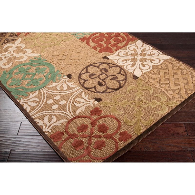 Vilma Beige Outdoor Geometric Area Rug – 4’7″ x 6’7″
