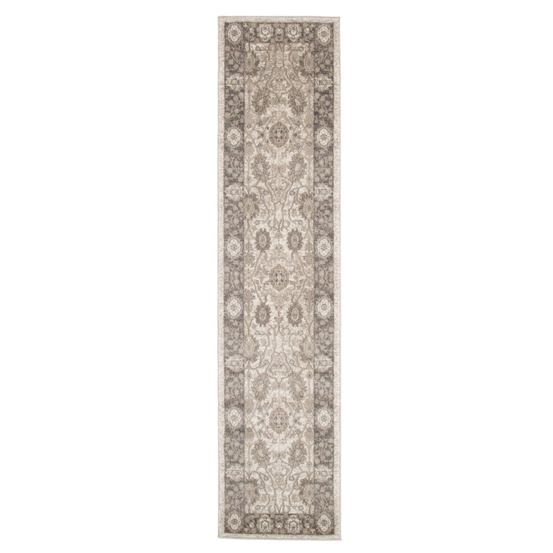 Windsor Home Vintage Floral Rug – Ivory Dark Grey – 1’8″ x 7′ – multi