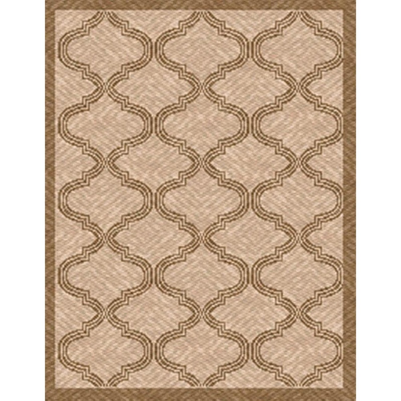 Woven Indoor/ Outdoor Bombay Beige/ Lt Brown Patio Rug – 6’7 x 9’6