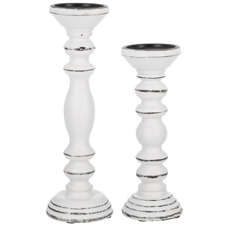 White Finial Pillar Candle Holder