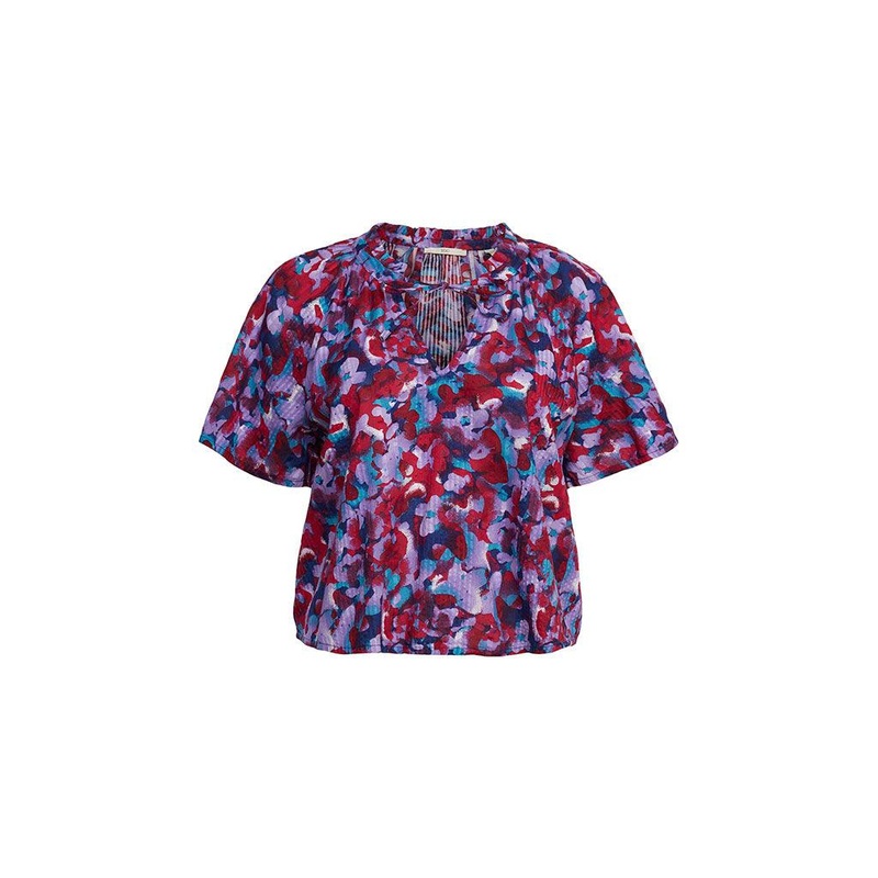 Cropped Blouse Dobby Print XS