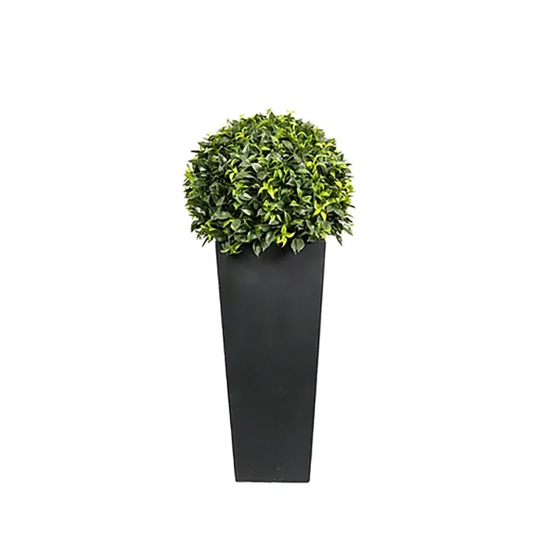 Ficus Globe W/Tall Black Pot 16X42In Everlasting