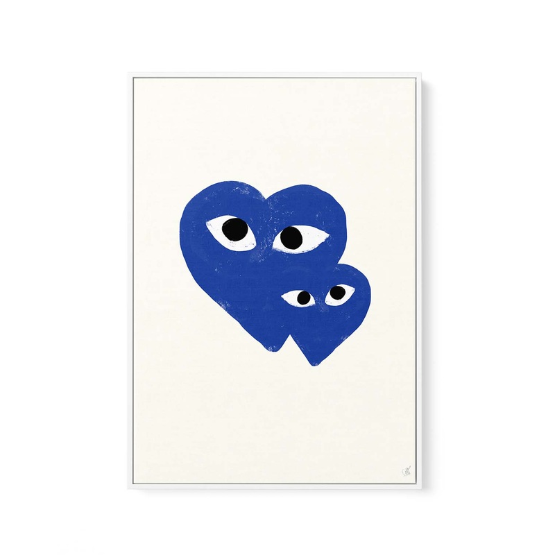 Blue Hearts by Anne-Marie Volfova | Framed Canvas Art Print