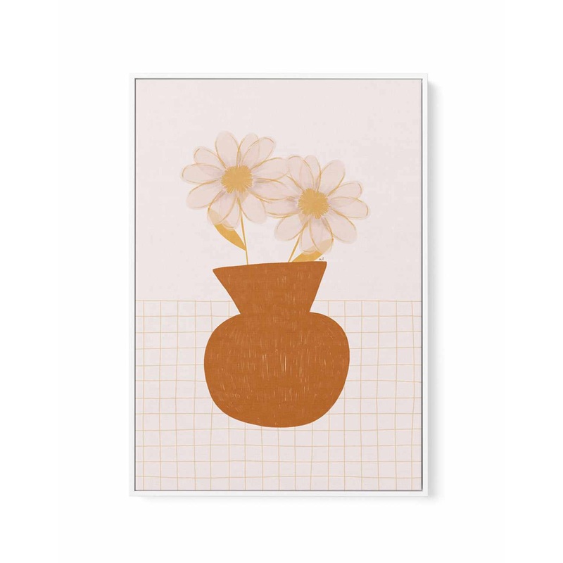 Checkered Daisies | Framed Canvas Art Print