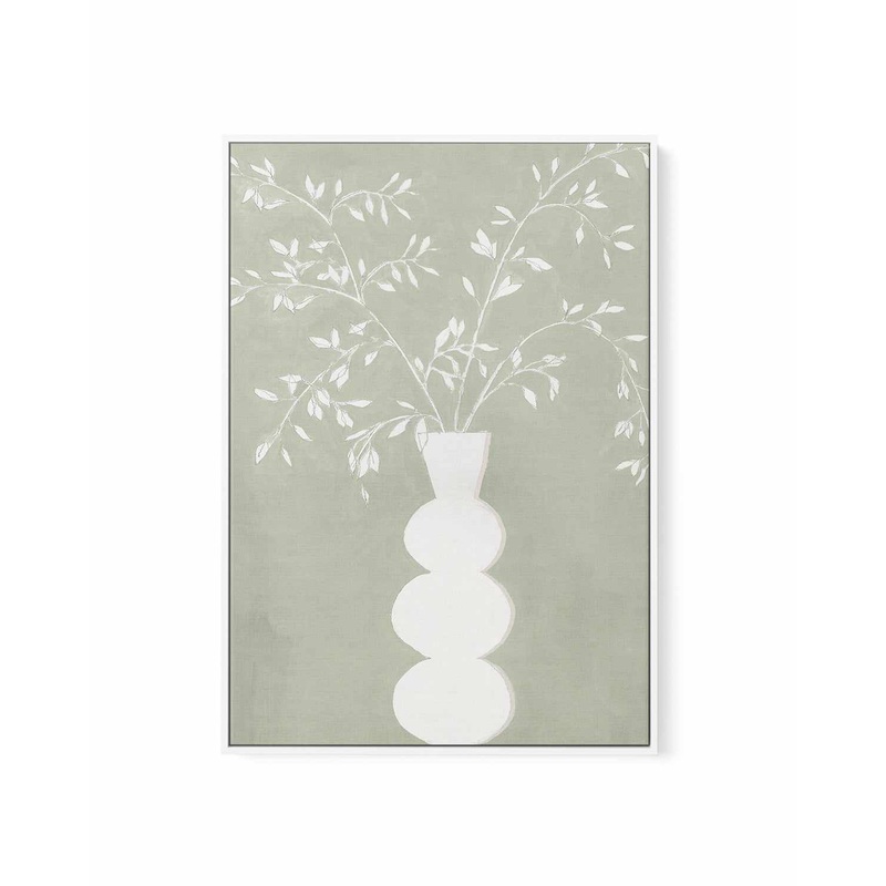 Sage Vase I Framed Canvas Art Print