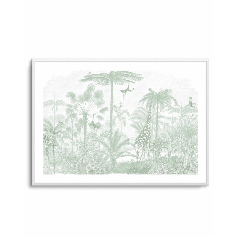 Vintage Jungle In Green Art Print