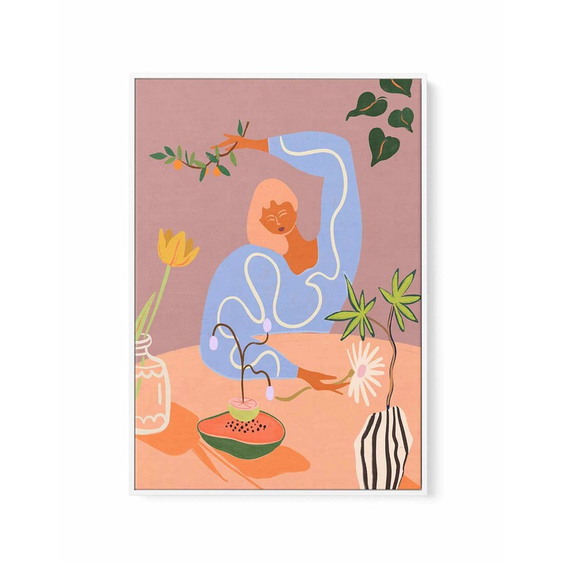 Gardening by Arty Guava | Framed Canvas Art Print