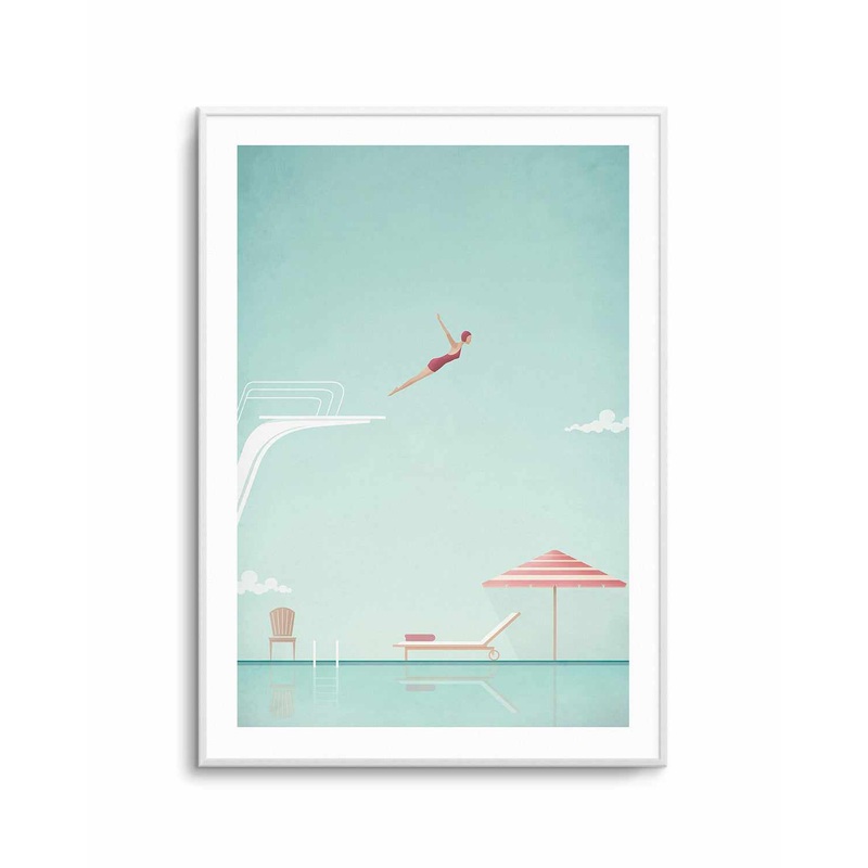 Swimming Pool, Diver by Henry Rivers Art Print