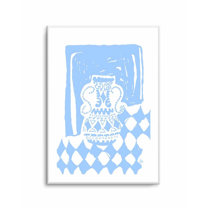 Vase Diamonds Soft Blue by Anne Korako | Art Print