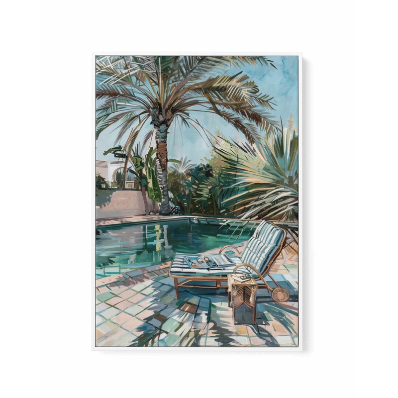 By the Pool, Los Angeles | Framed Canvas Art Print