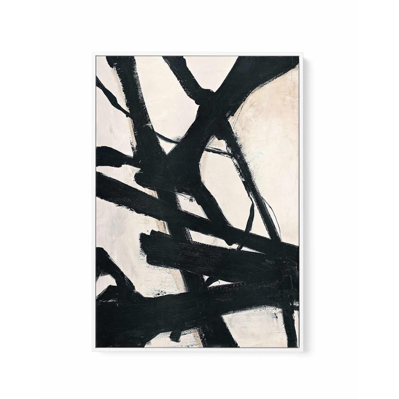 Behind Black by Design Fabrikken | Framed Canvas Art Print