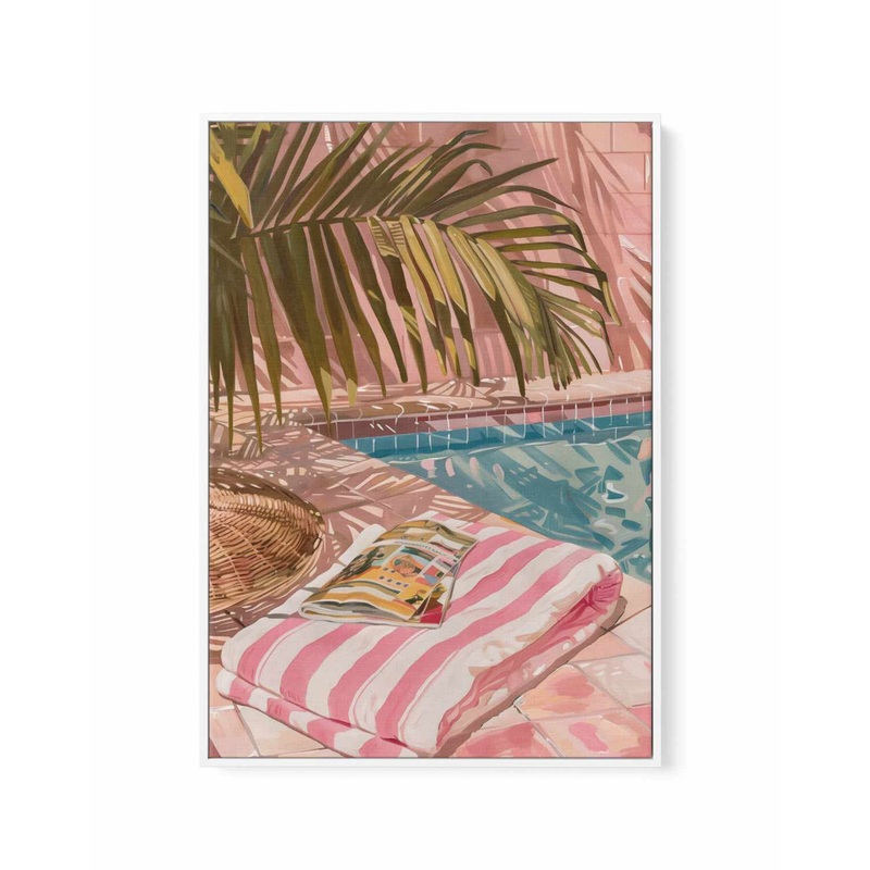 By the Pool, Malibu | Framed Canvas Art Print