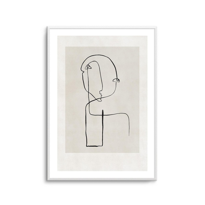 Abstract Face Line Art Art Print