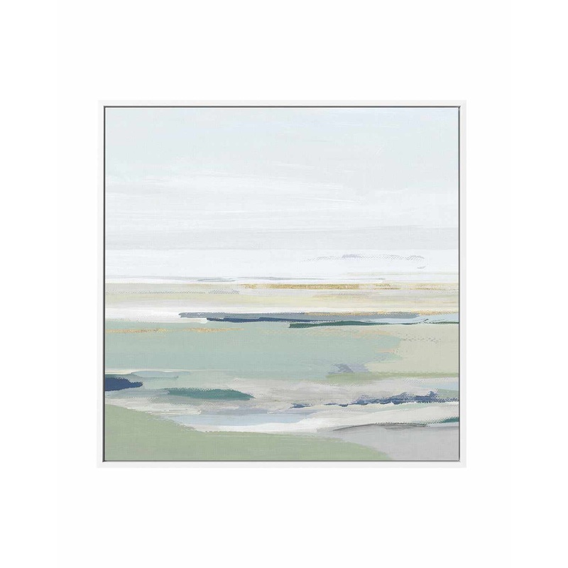 Calm Green Right SQ | Framed Canvas Art Print