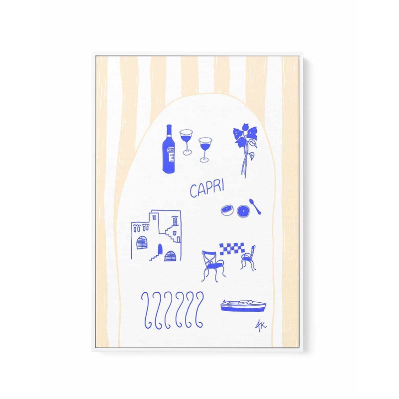 Capri Deep Blue by Anne Korako | Framed Canvas Art Print