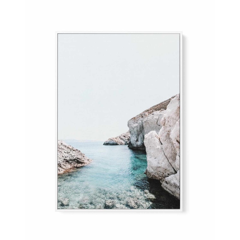 Sea Cliffs, Milos | Framed Canvas Art Print