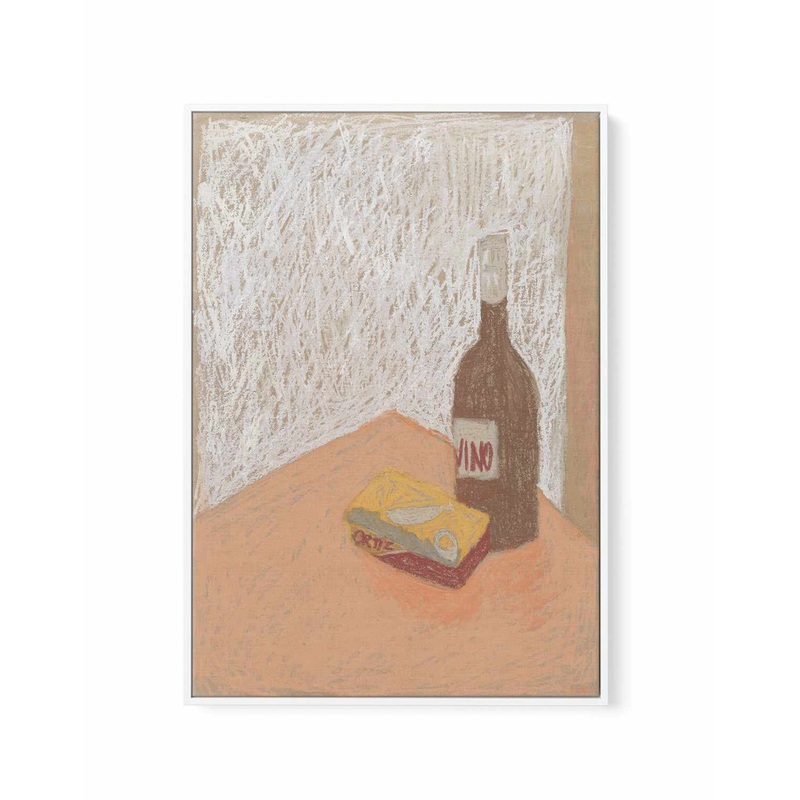 Wine and Sardines | Framed Canvas Art Print