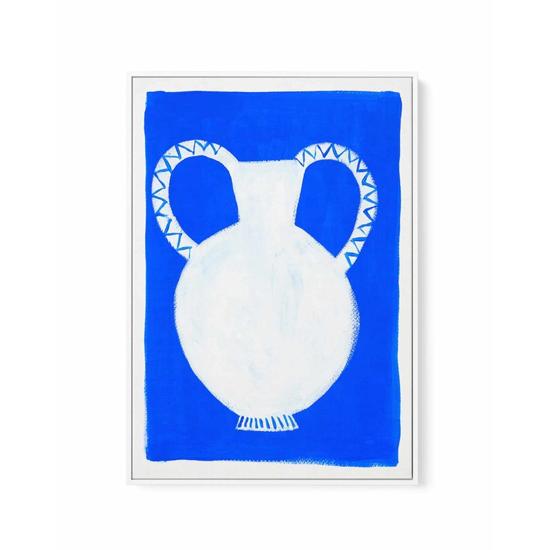 Blue Vase by Teena Zerefos | Framed Canvas Art Print