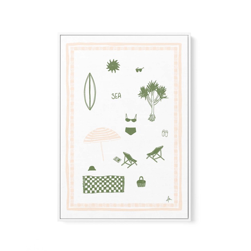 Sea Forest Green Pink by Anne Korako | Framed Canvas Art Print