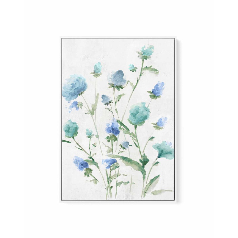 Tinted Blue Petals II | Framed Canvas Art Print