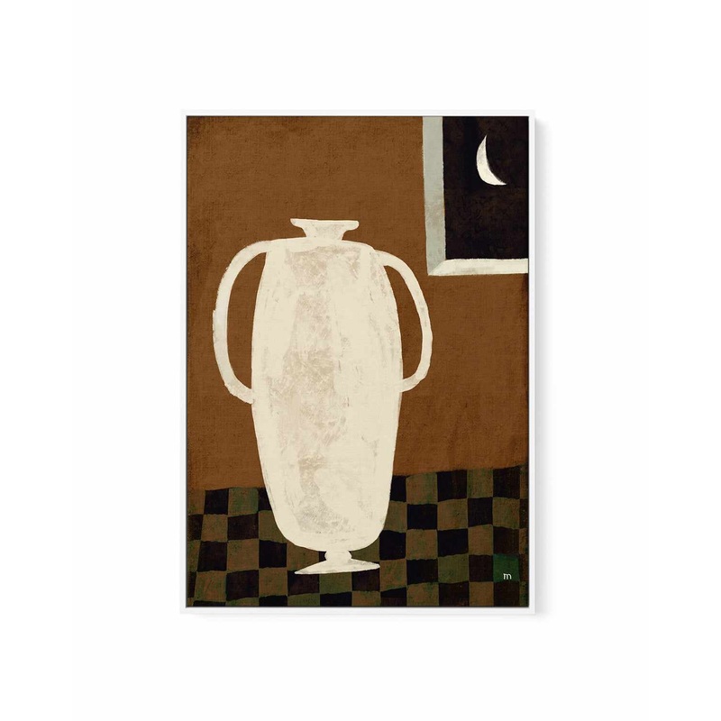 Vase and Moon Still Life by Marco Marella | Framed Canvas Art Print