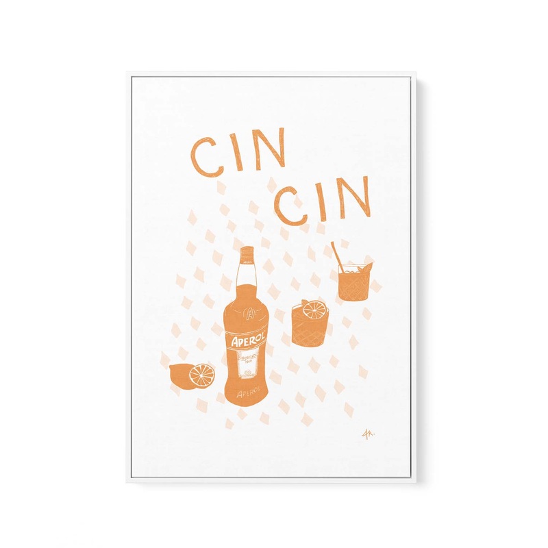 Cin Cin Tan Pink by Anne Korako | Framed Canvas Art Print