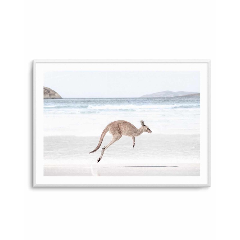 Coastal Beach Kangaroo I Art Print