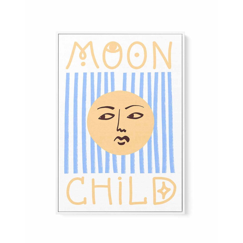 Striped Moon Child by Grace Digital Art | Framed Canvas Art Print