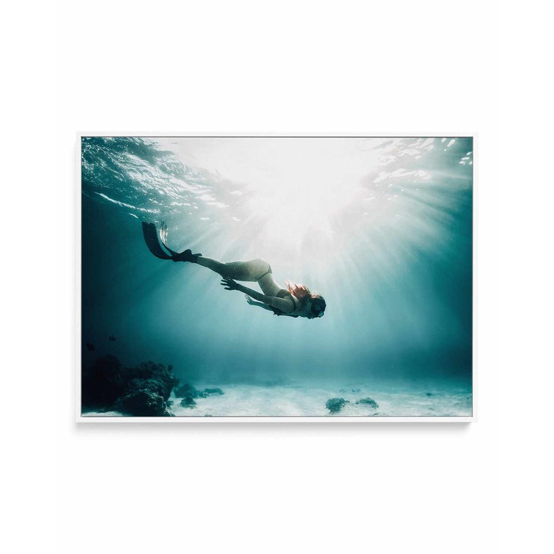 Underwater Spotlight | Framed Canvas Art Print