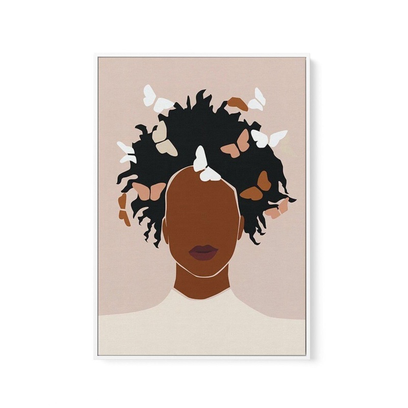 Femme Aux Papillons | Framed Canvas Art Print