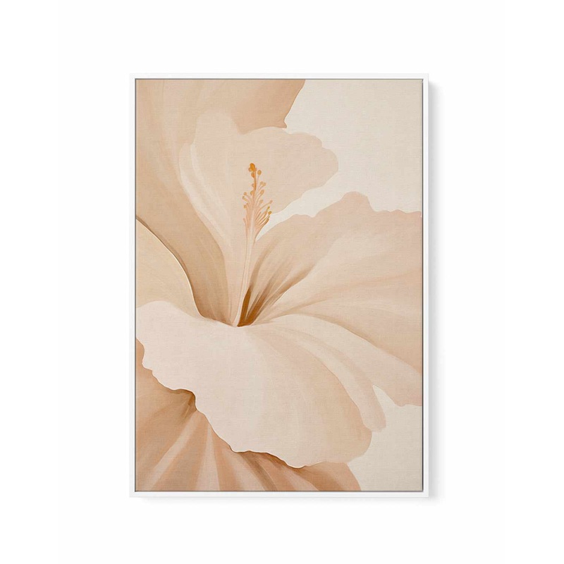 Beige Hibiscus No II | Framed Canvas Art Print