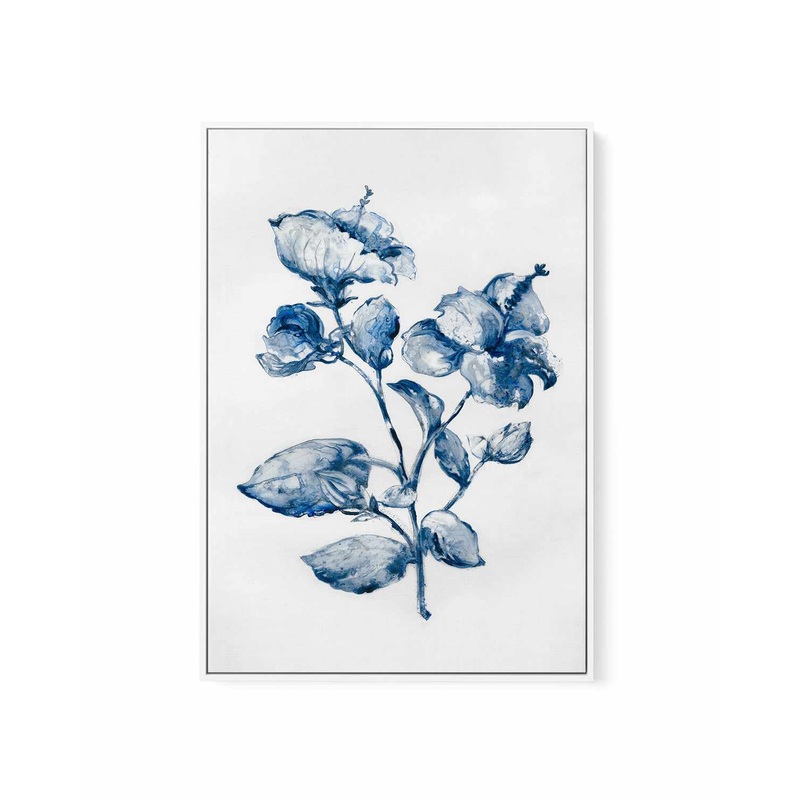 Blue Blooming | Framed Canvas Art Print