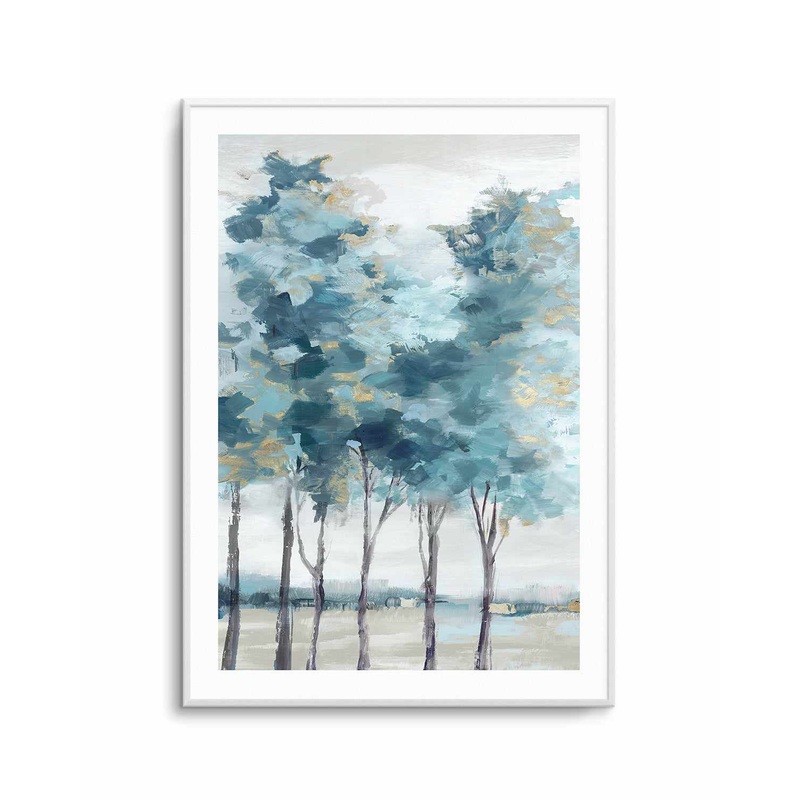 Teal Blue Forest II Art Print