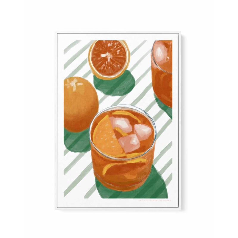 Cocktail and Stripes by Jenny Liz Rome | Framed Canvas Art Print
