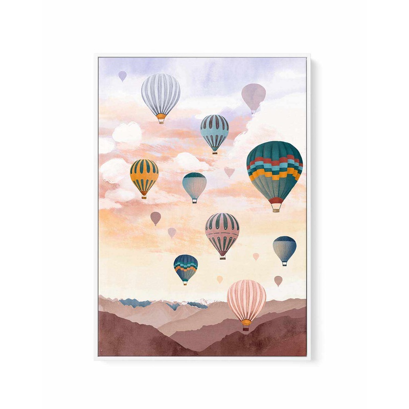 Airballoon Sky by Goed Blauw | Framed Canvas Art Print